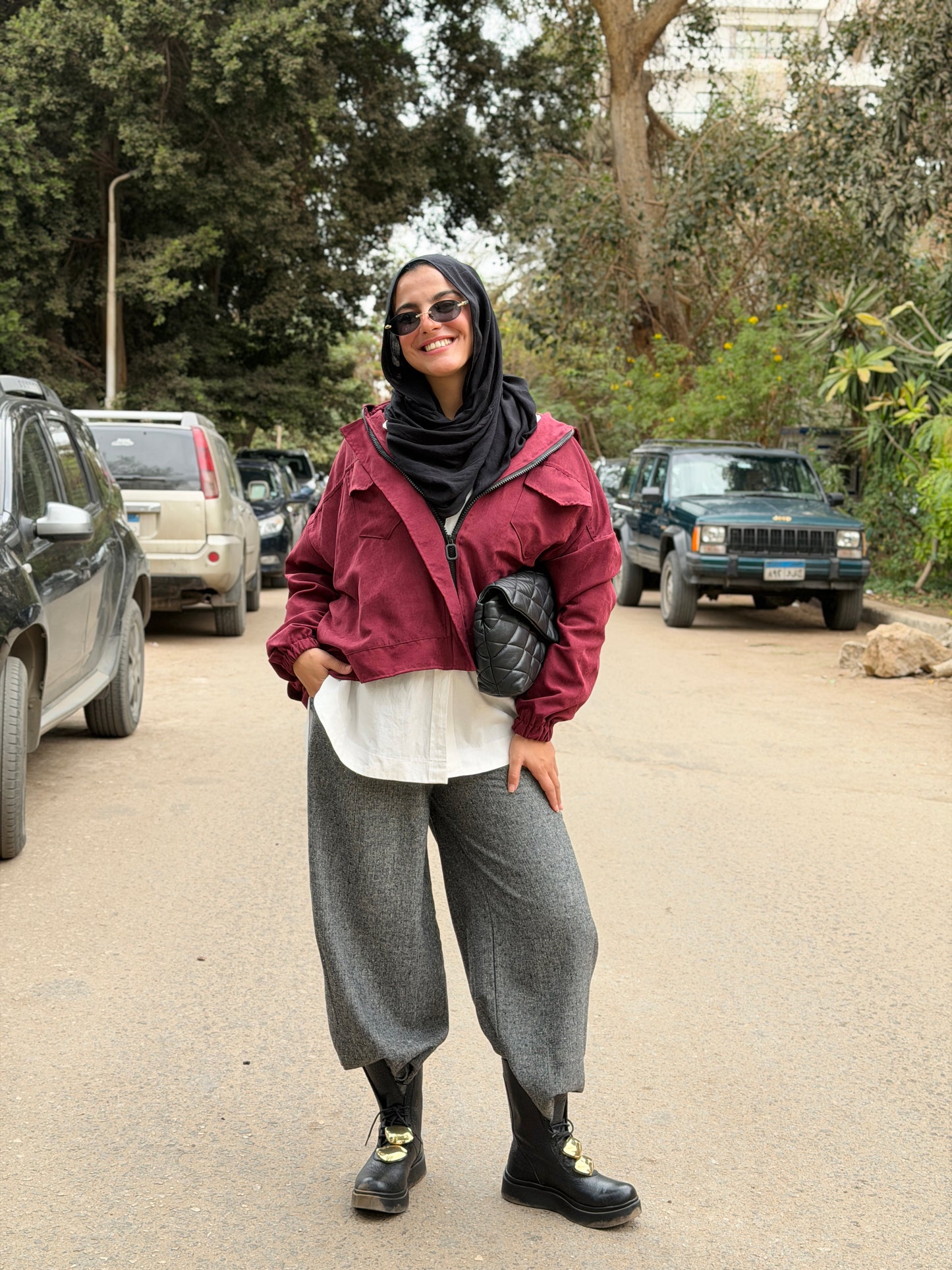 Bomber jacket in mulberry