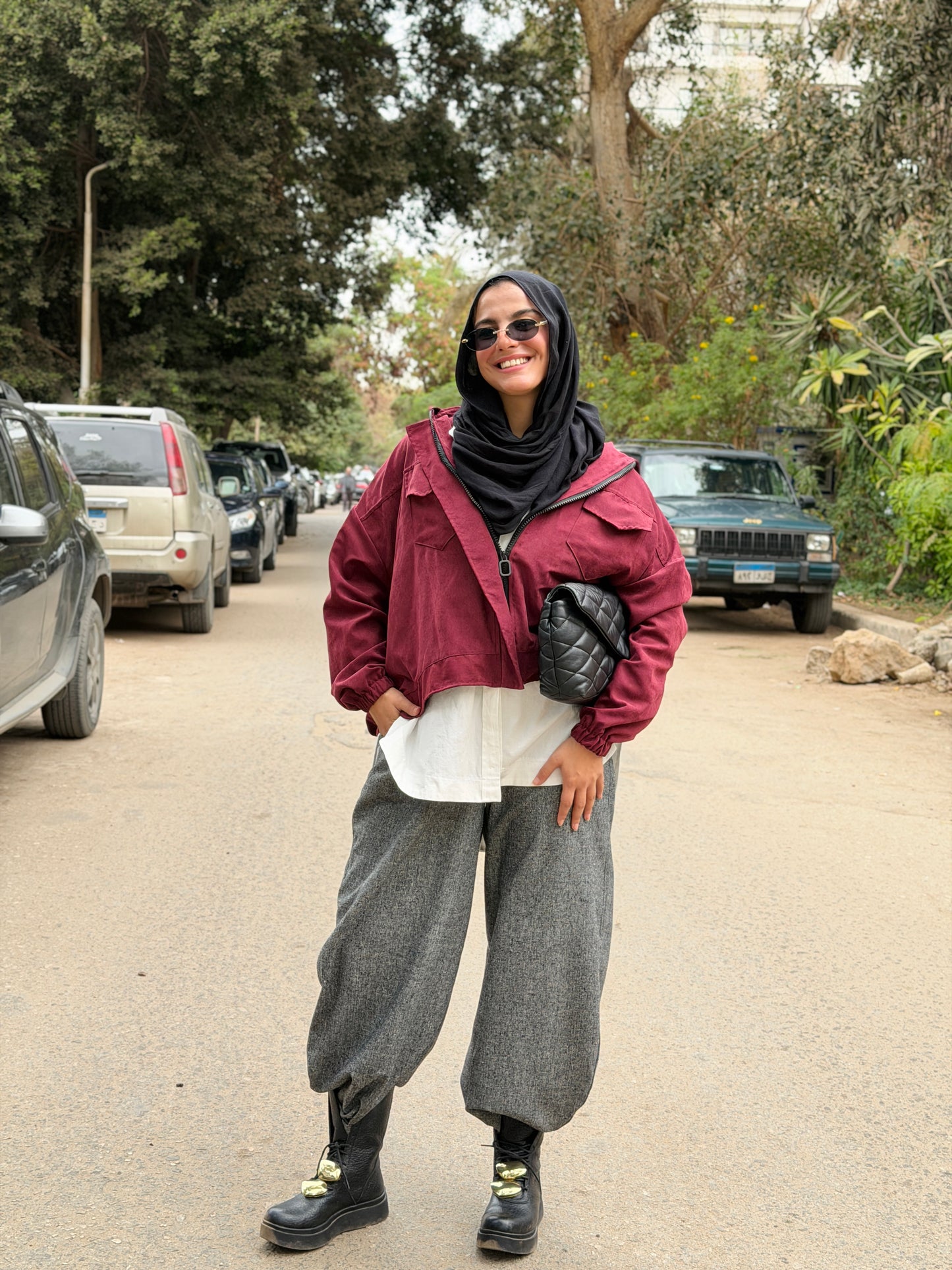 Bomber jacket in mulberry