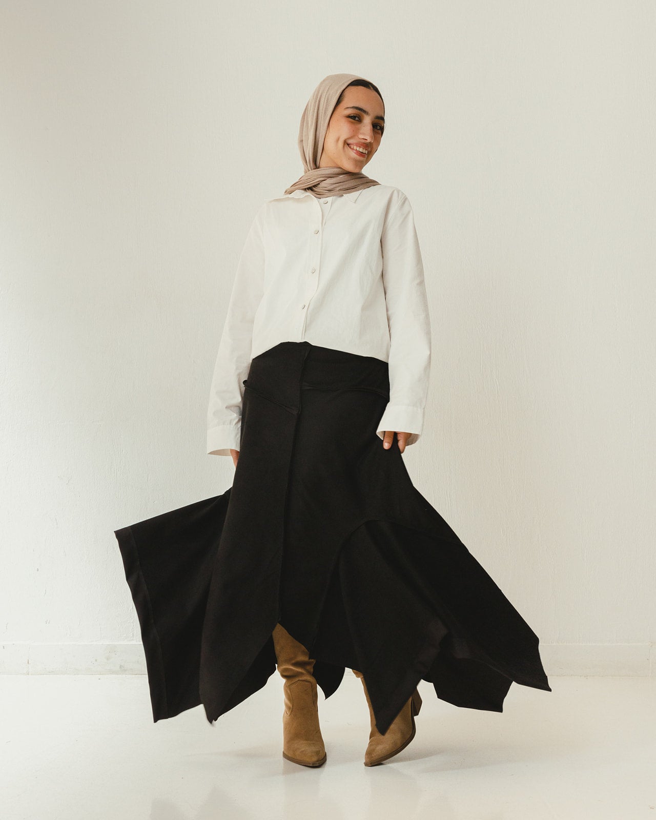 Asymmetrical Suede Skirt in Black (pre-order)
