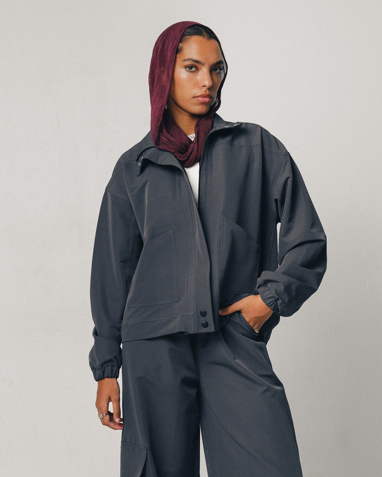 Back Ruffles Sports Set in Grey