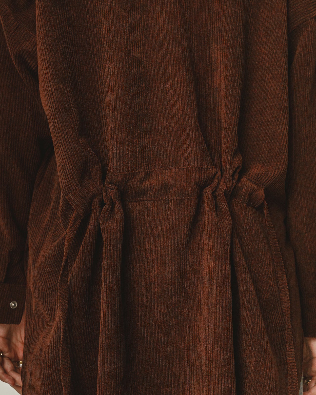 Oversized Velvet Pockets Shirt in Brown
