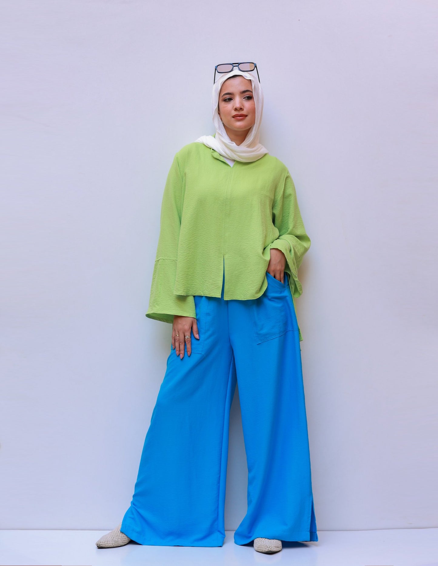 Wide Pants in Turquoise