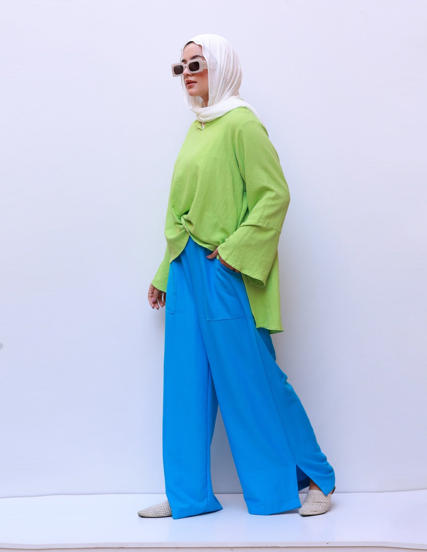 Wide Pants in Turquoise