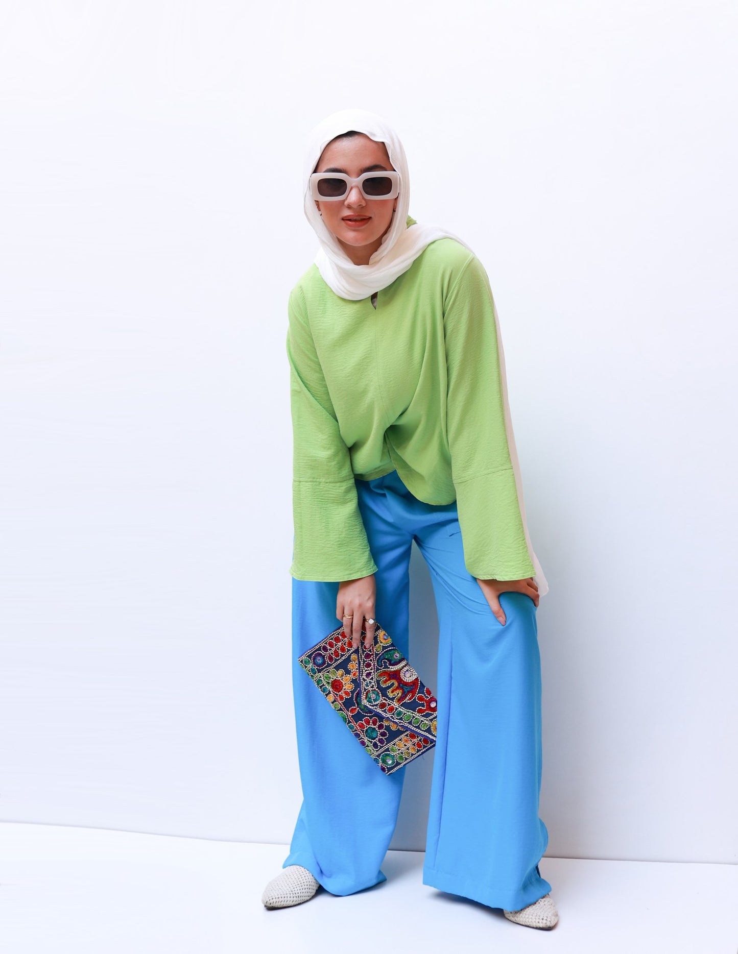 Wide Pants in Turquoise