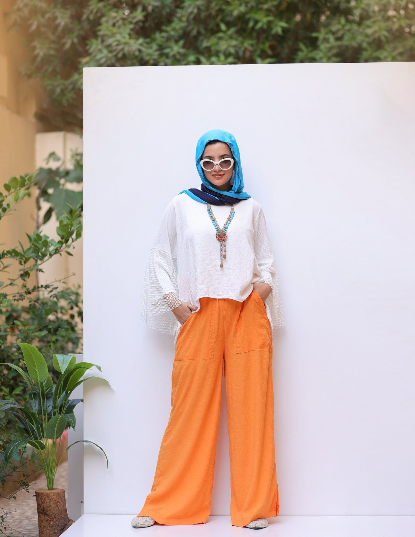 Wide Pants in Orange