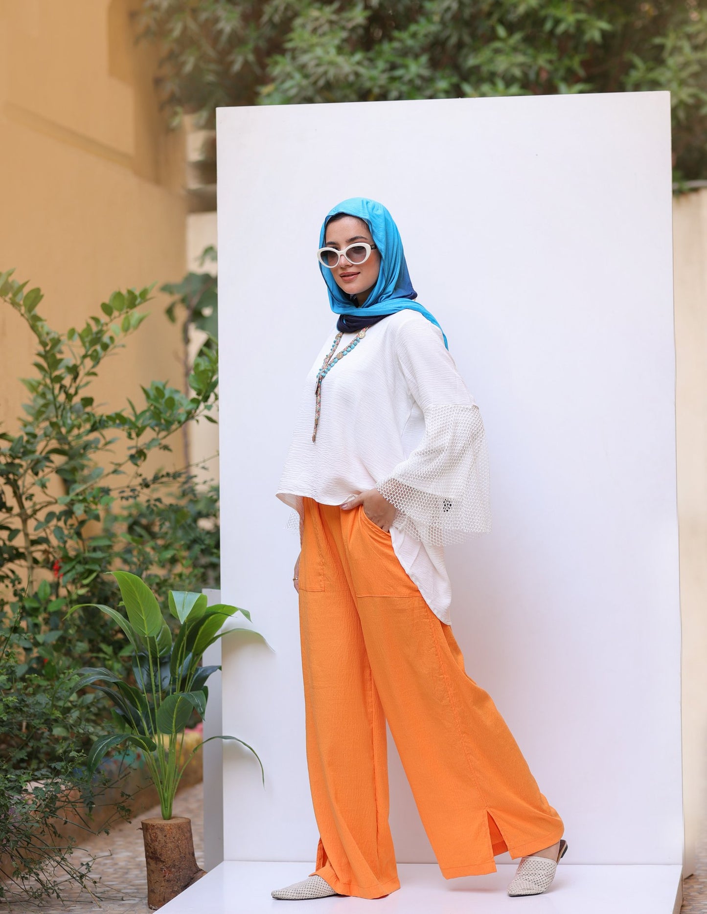 Wide Pants in Orange