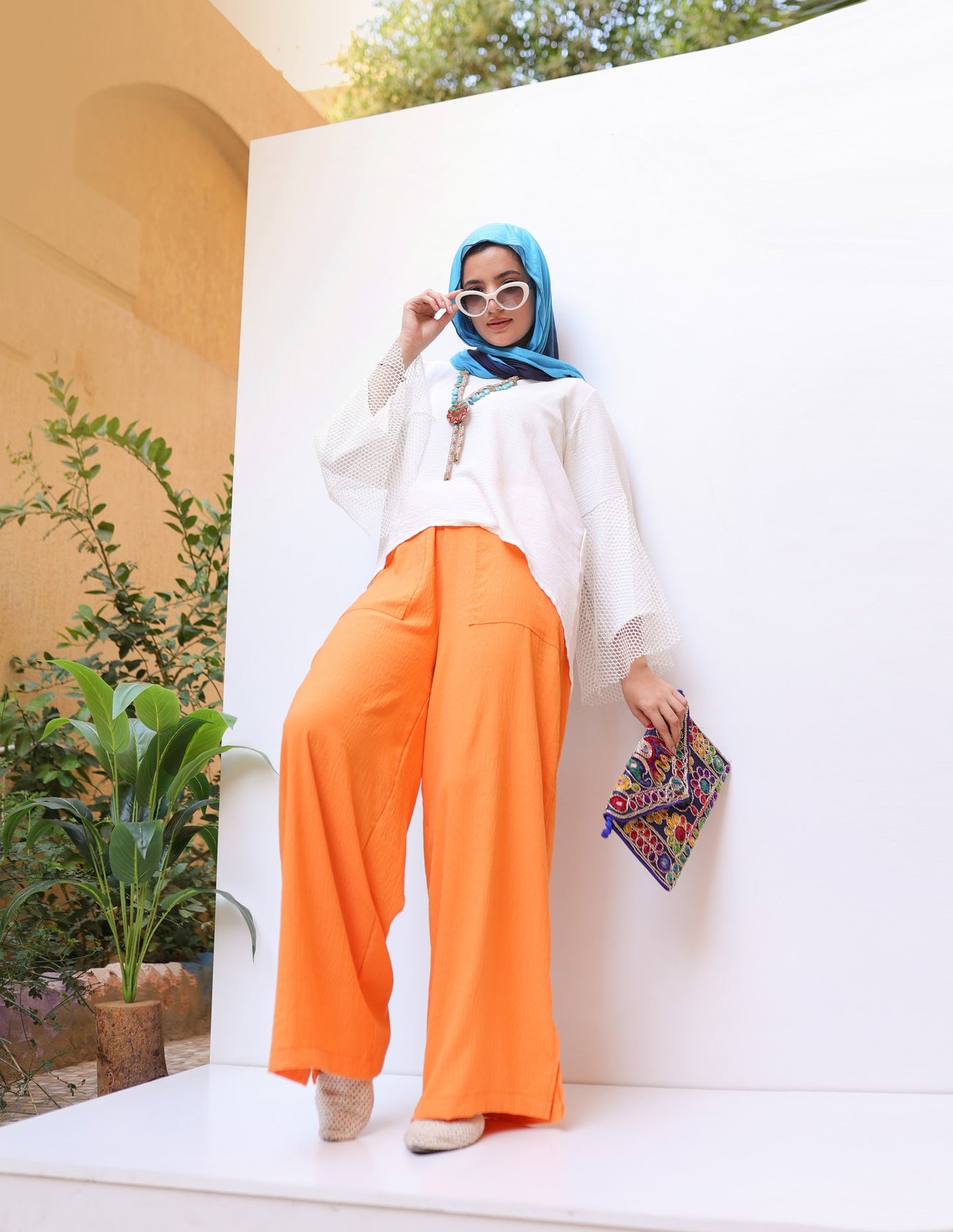 Wide Pants in Orange