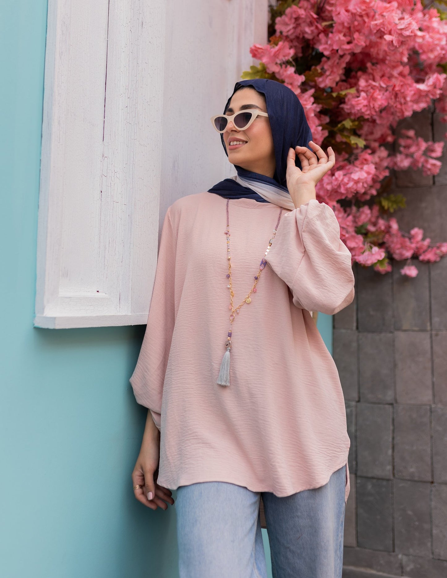 Balloon Sleeves High Low Top in Powder Pink