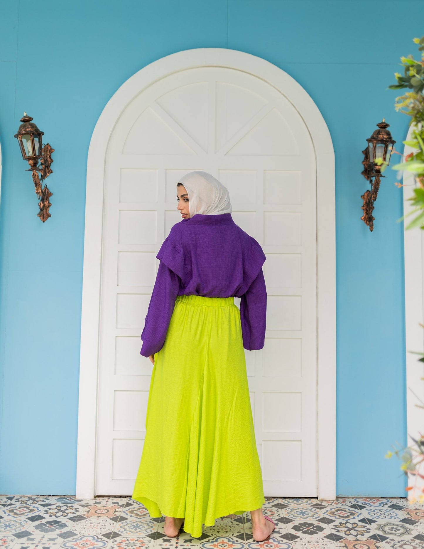 Apple Green Linen Pocket Skirt