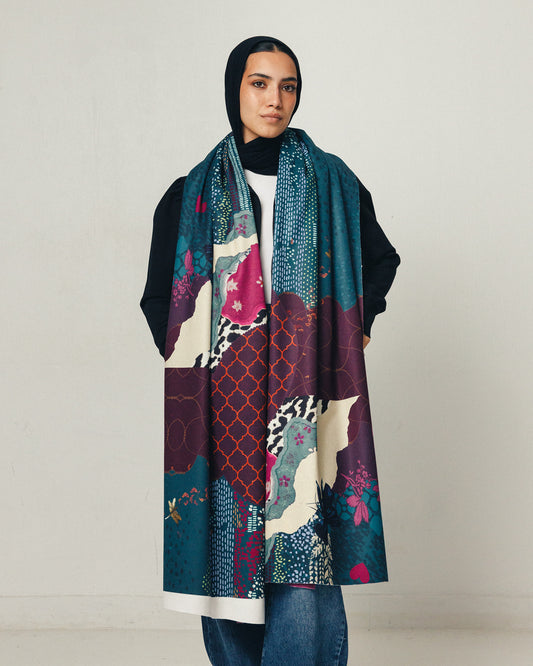 Artful Print Double Face Scarf