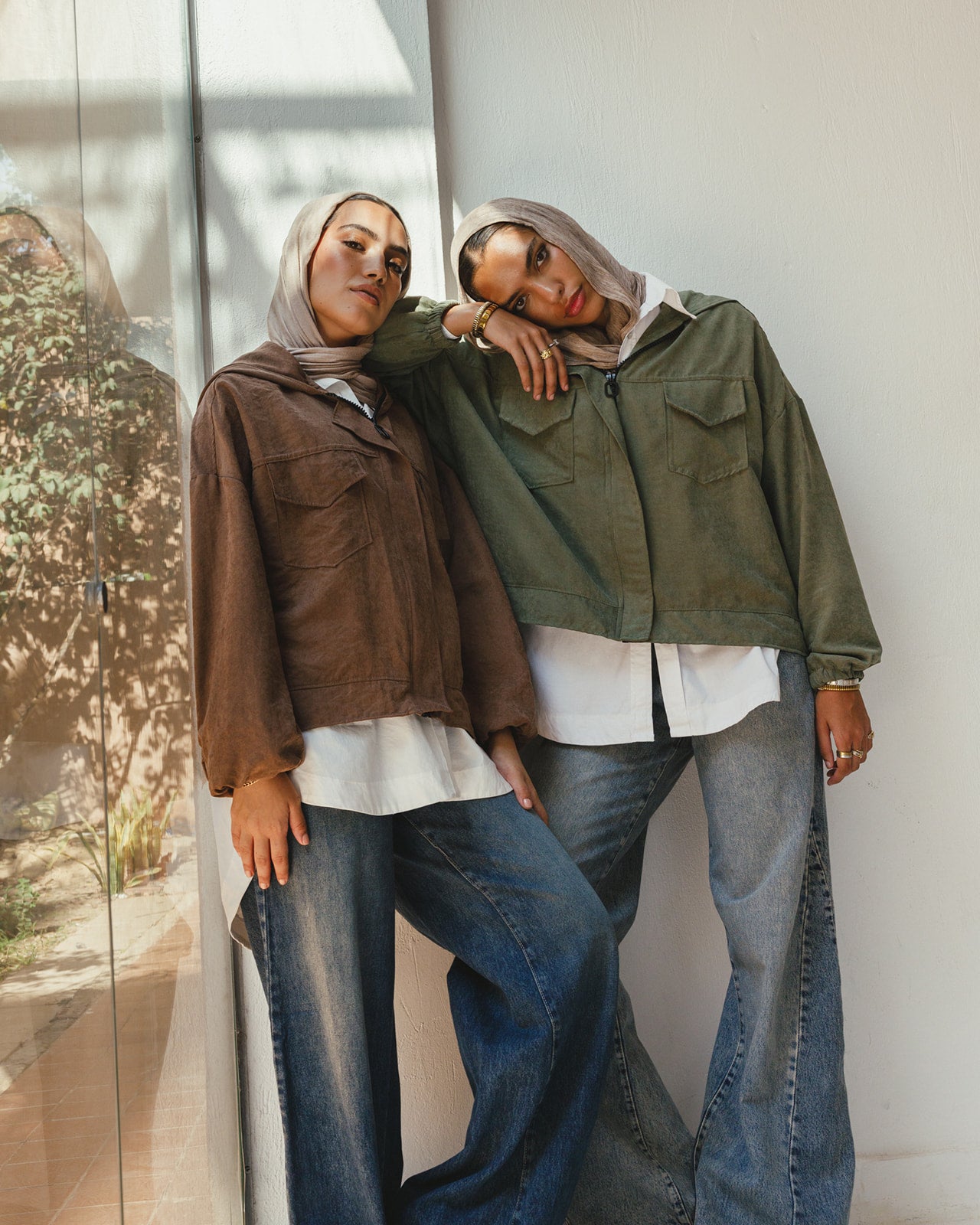 Bomber Hoodie Jacket in Olive