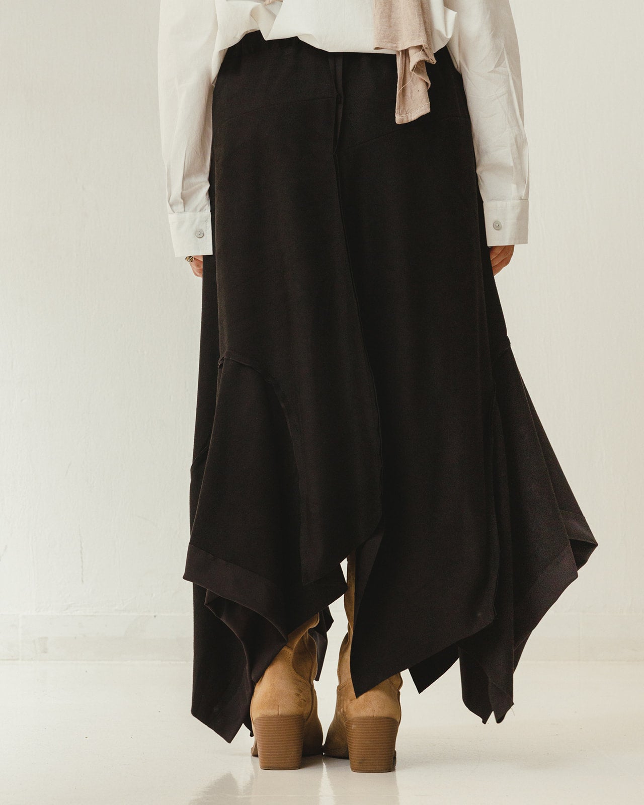 Asymmetrical Suede Skirt in Black (pre-order)