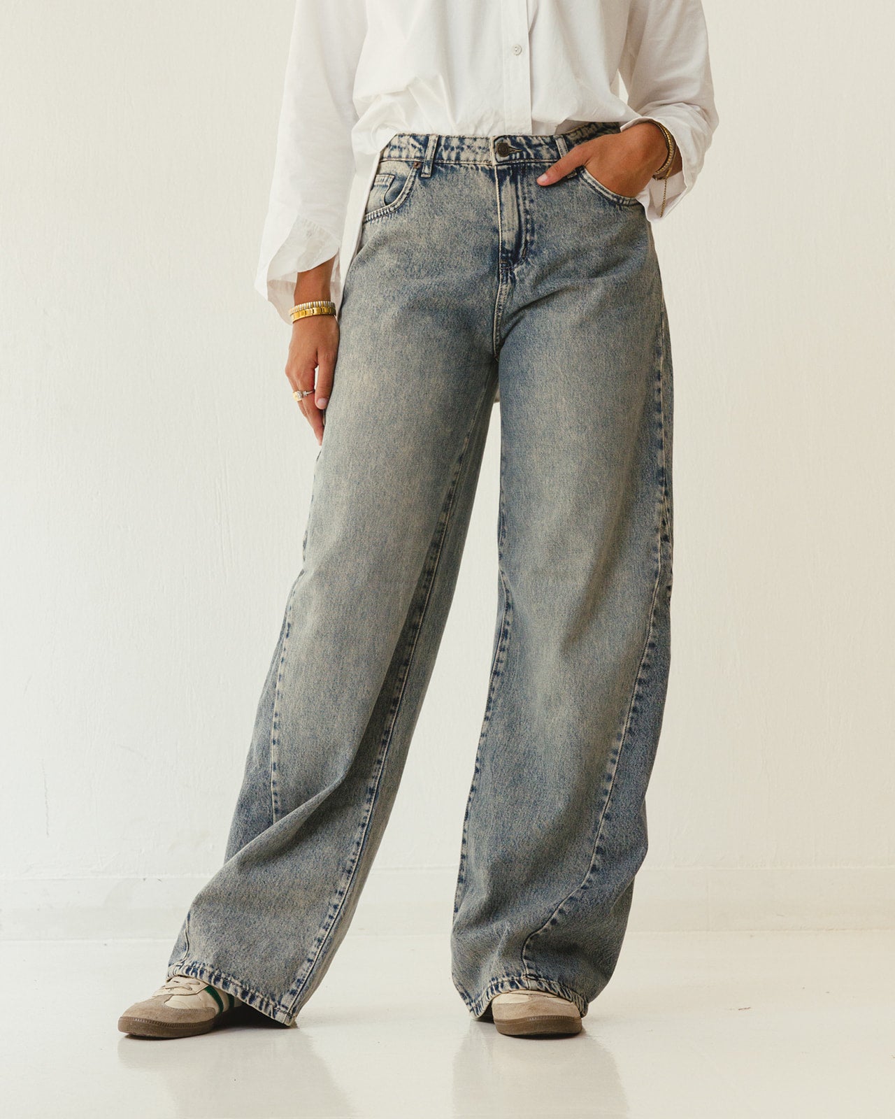 Flare Denim Washed Pants