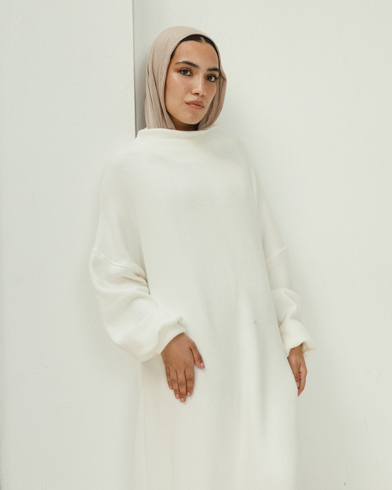 Ivory Soft Wool Fringes Dress