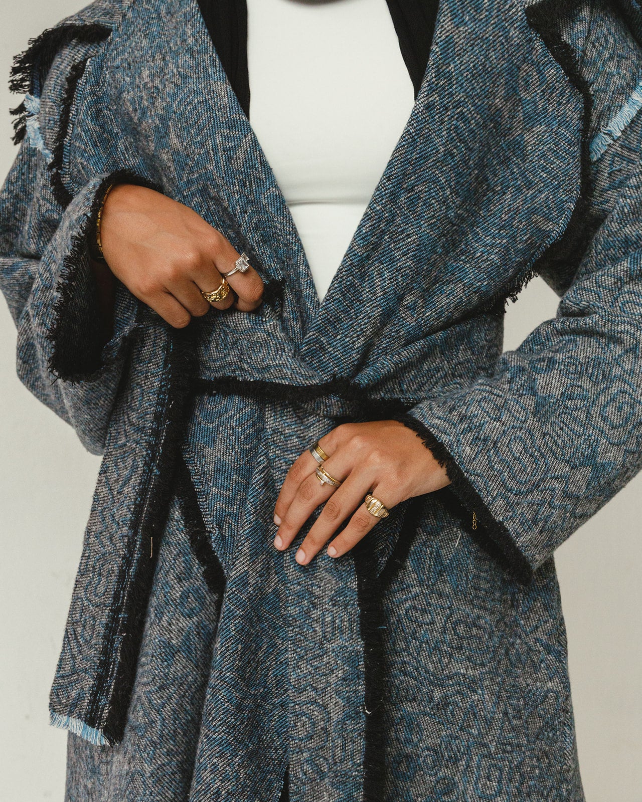 Jacquard wool Stitches Coat