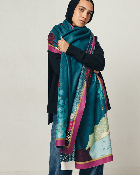 Border Artful Print Scarf