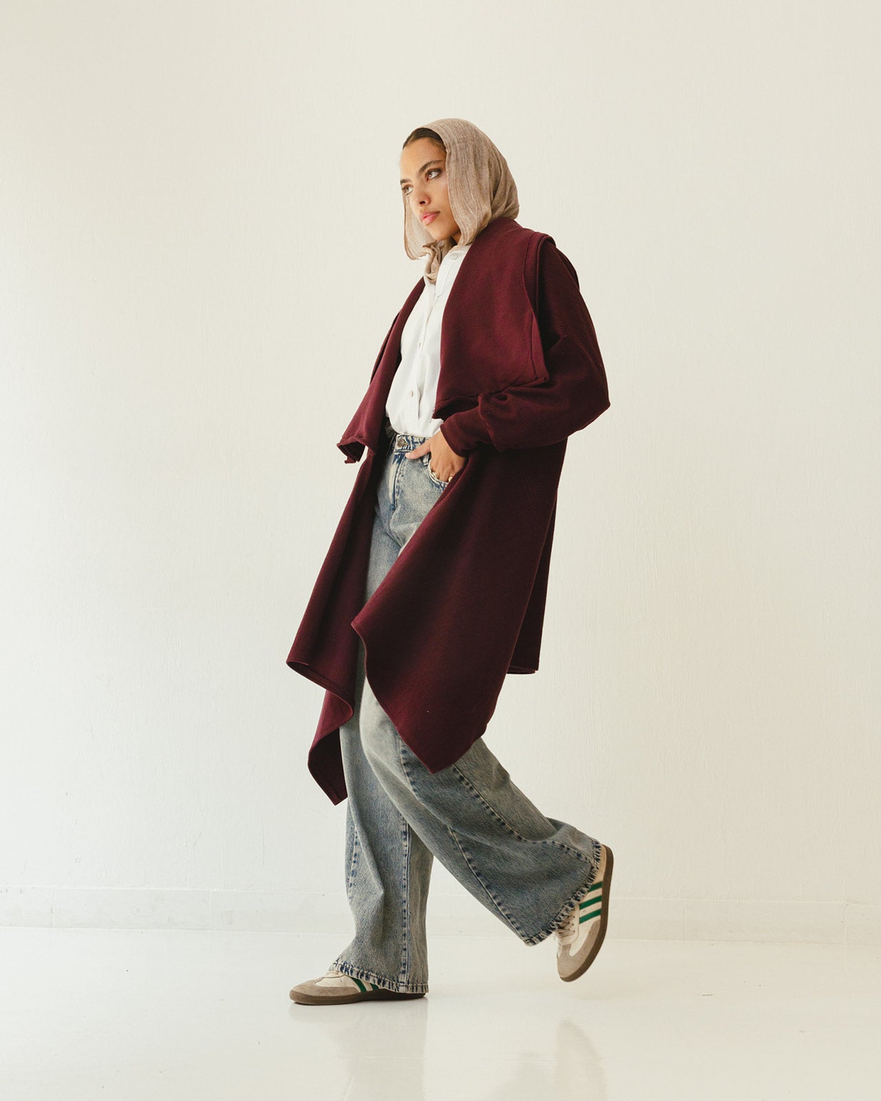 Cozy Flowy Reversible Cardigan in Burgundy