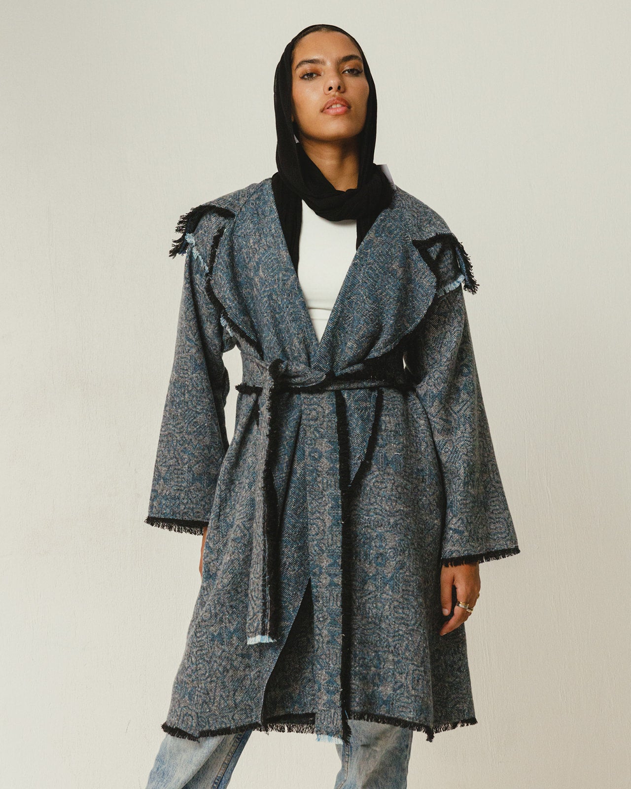 Jacquard wool Stitches Coat