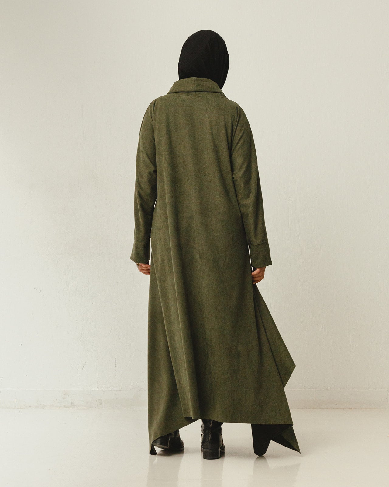 Asymmetrical Belt Dress in Olive