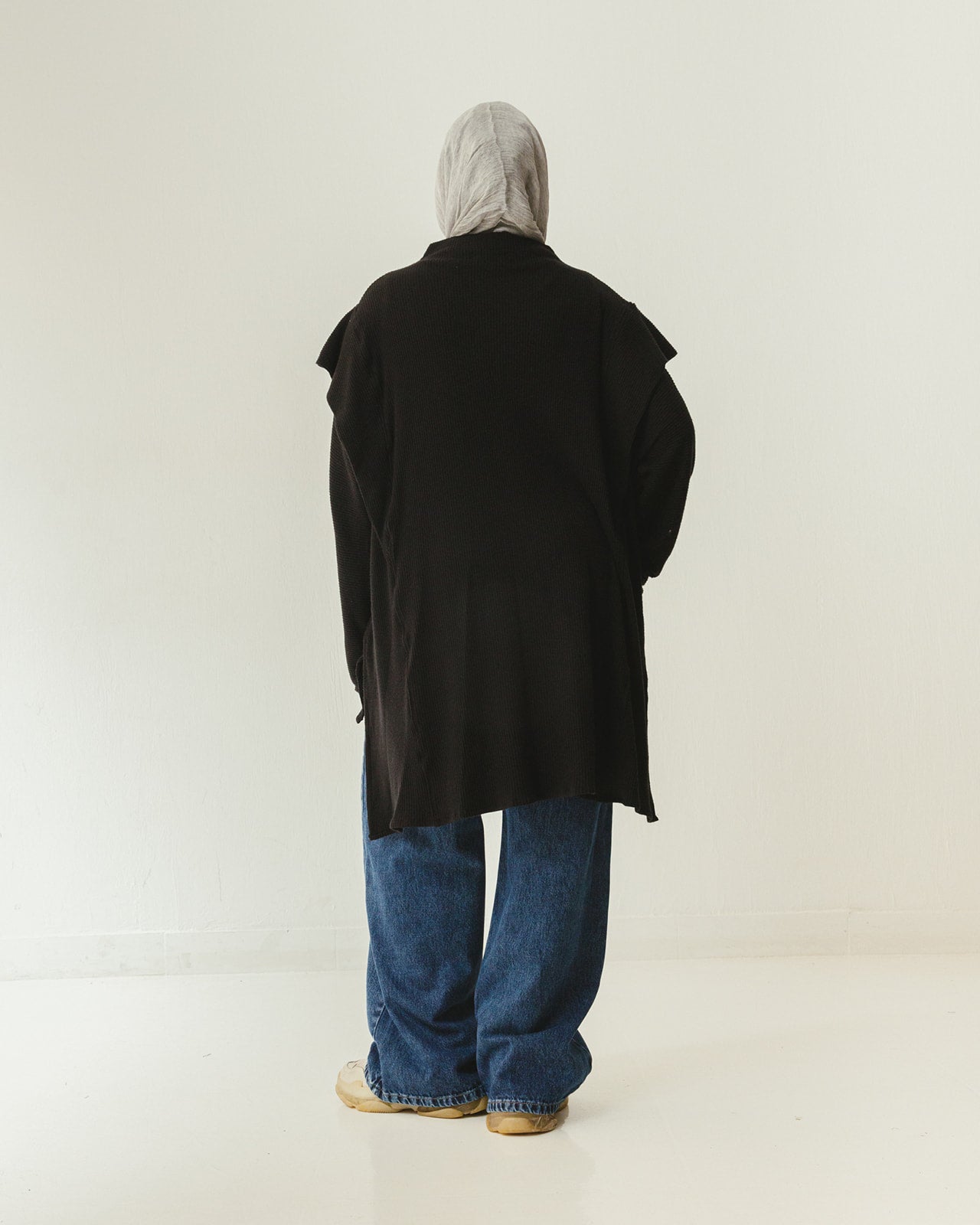 Longline Knit Top in Black