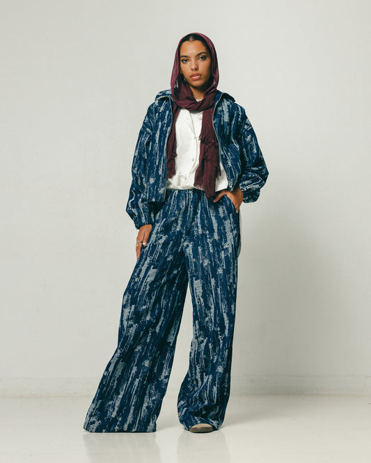 Brushstroke Denim Bomber Jacket Set