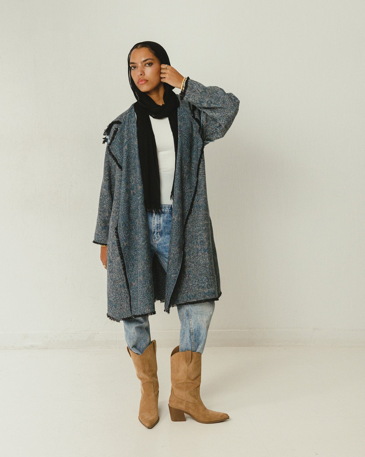 Jacquard wool Stitches Coat
