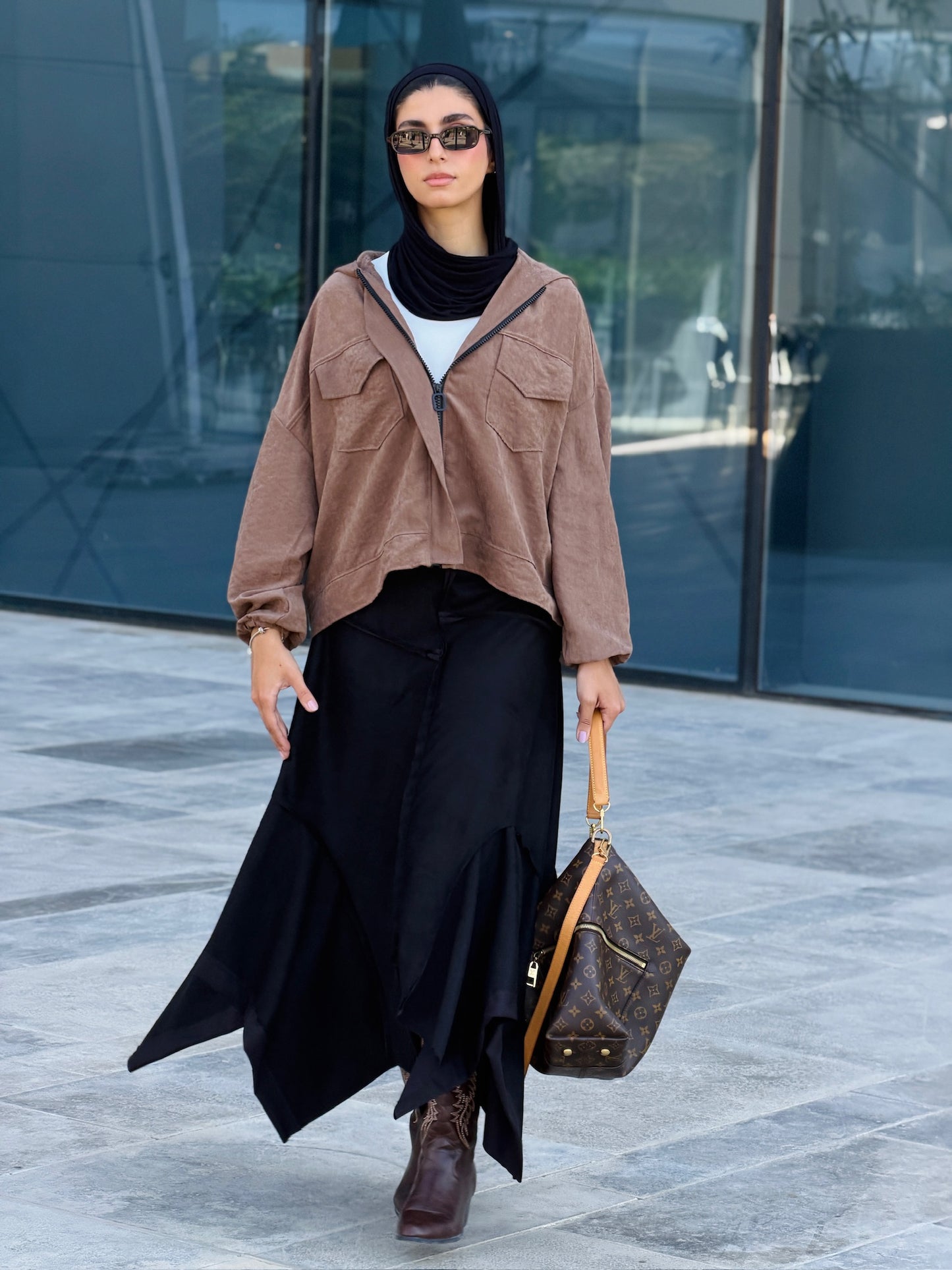 Asymmetrical Suede Skirt in Black (pre-order)