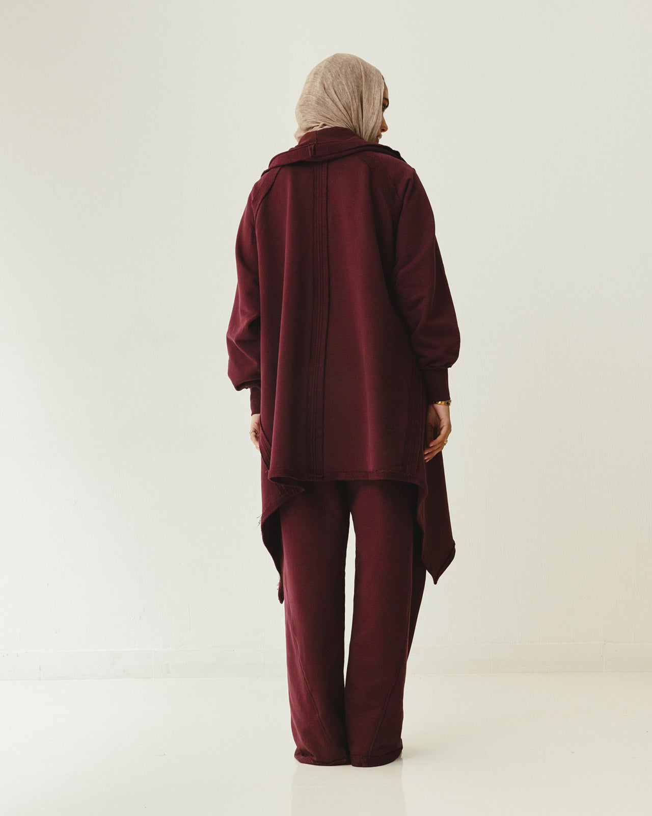 Cozy Flowy Reversible Cardigan Set in Burgundy ( Pre-Order)