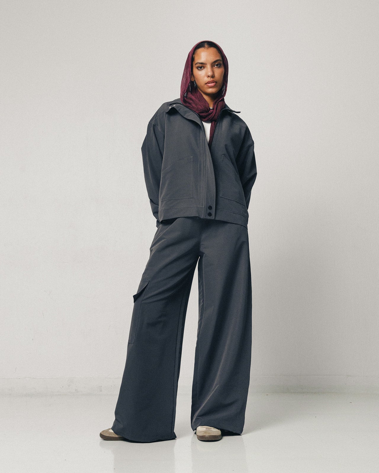 Back Ruffles Sports Set in Grey