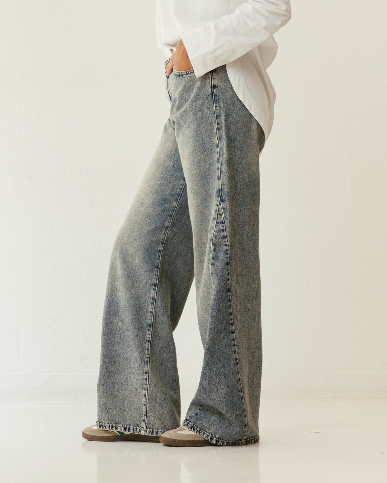 Flare Denim Washed Pants