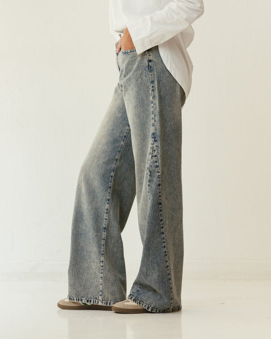 Flare Denim Washed Pants