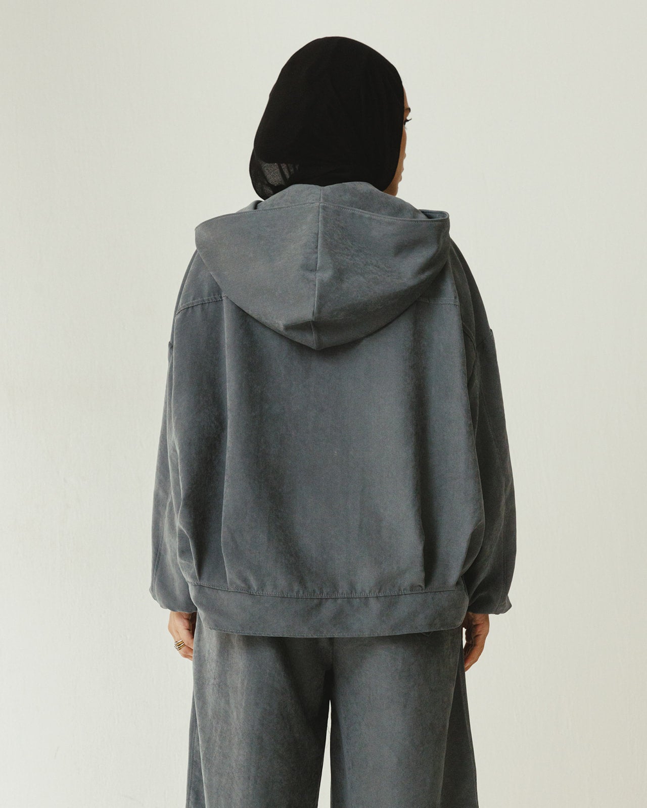 Bomber Hoodie Jacket in Grey