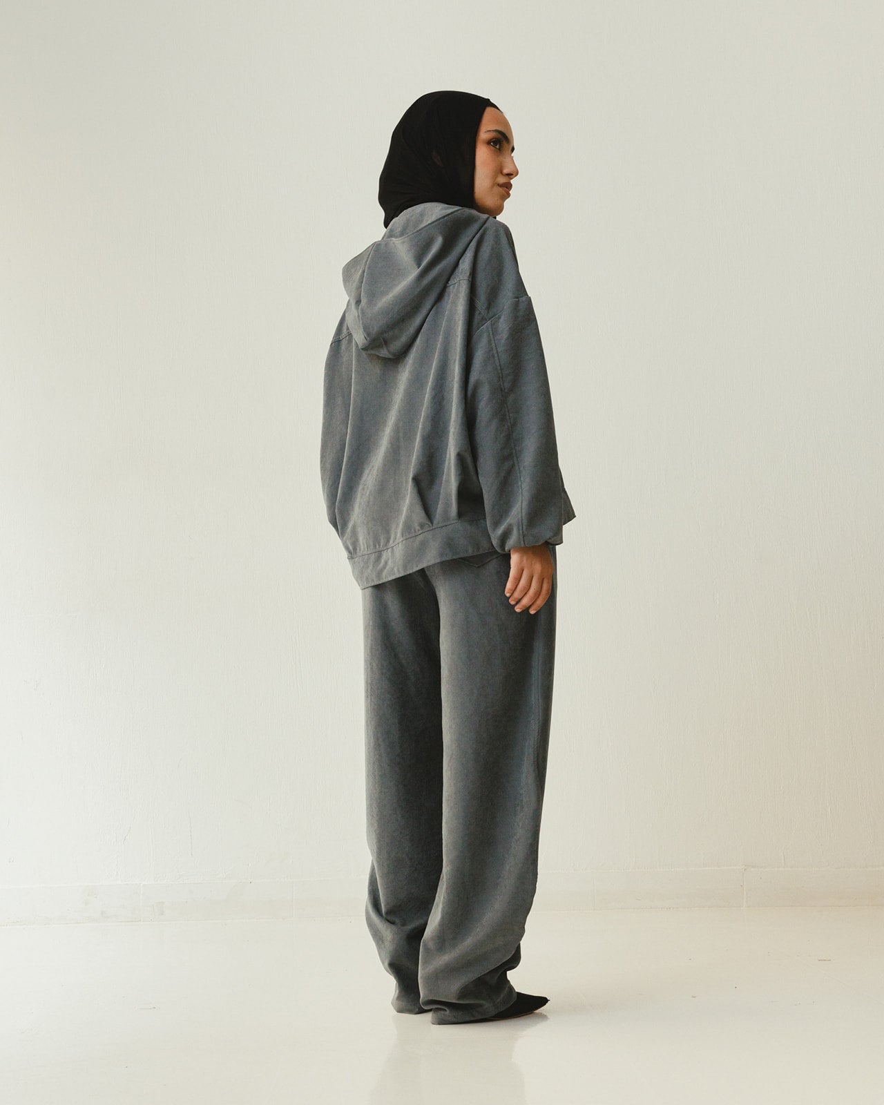 Bomber Hoodie Jacket in Grey