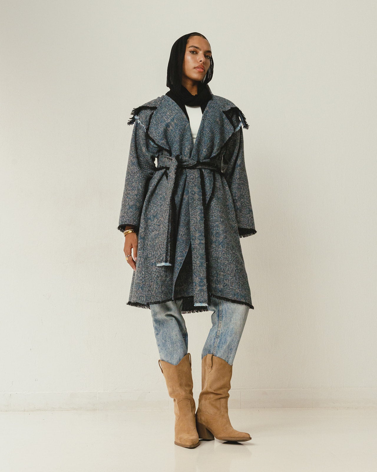 Jacquard wool Stitches Coat