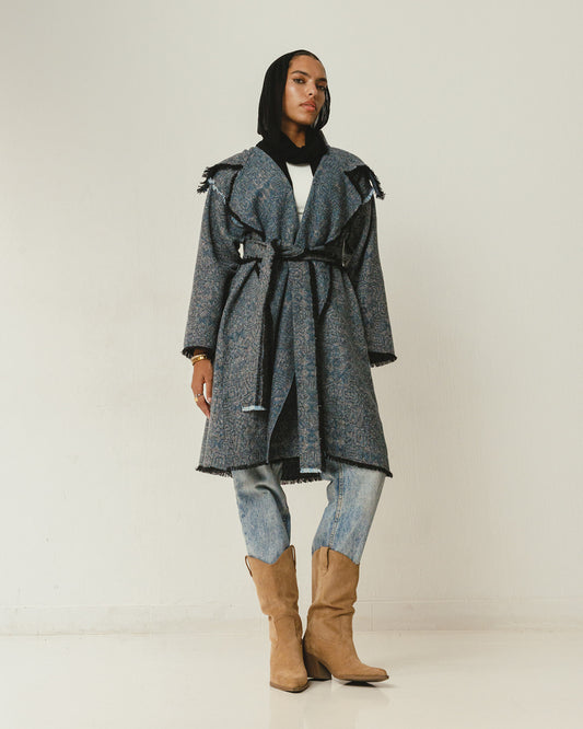 Jacquard wool Stitches Coat