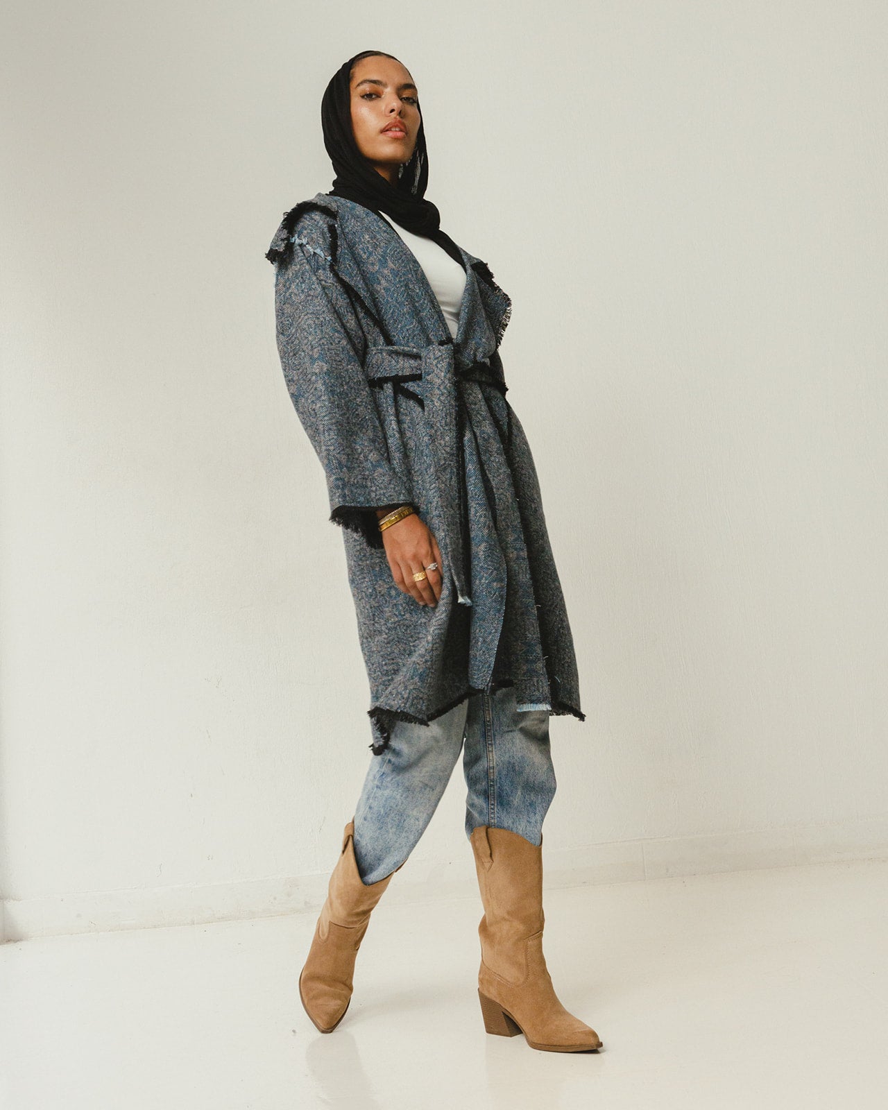 Jacquard wool Stitches Coat