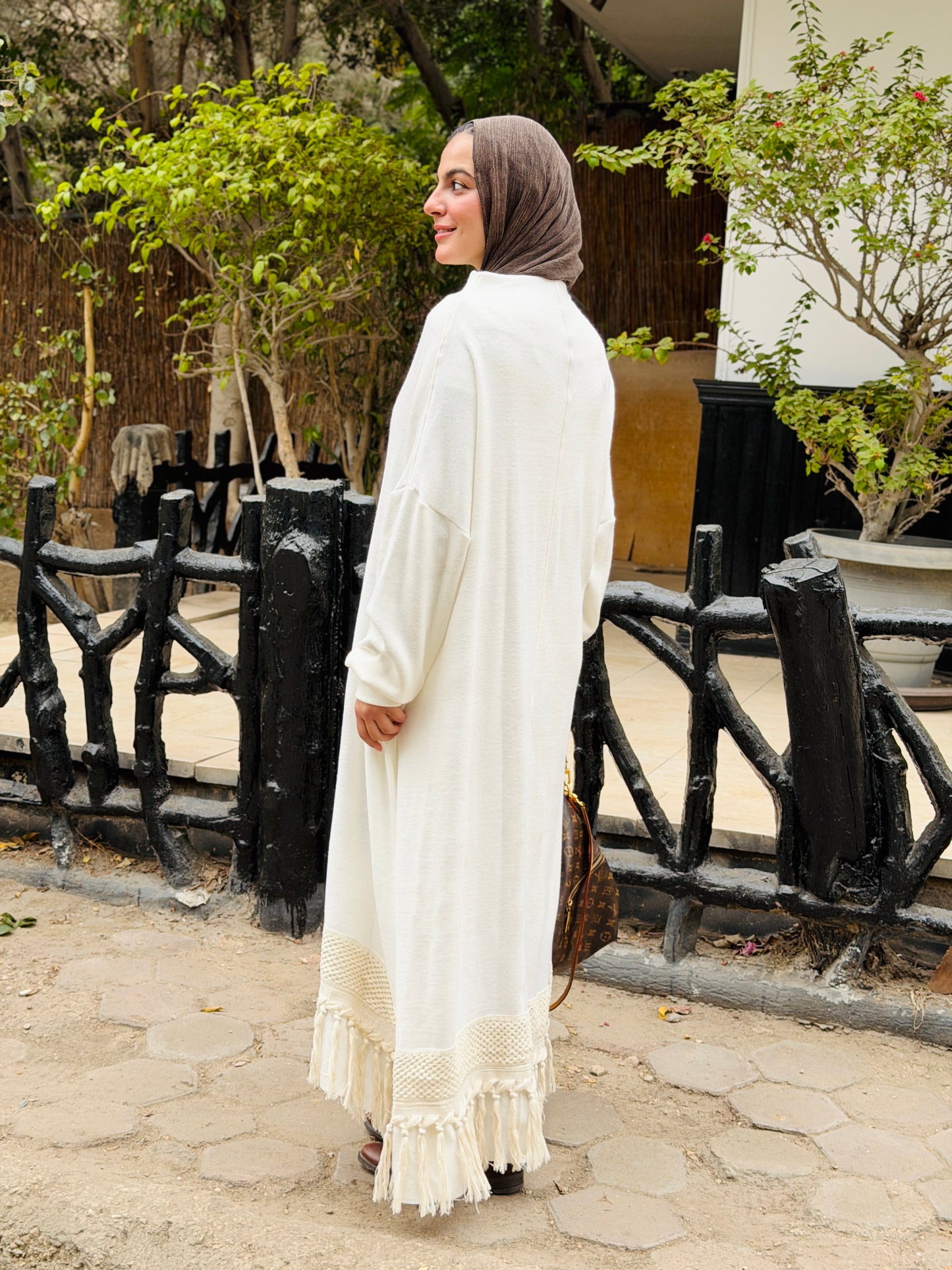 Fringes Soft Wool Dress in Grey