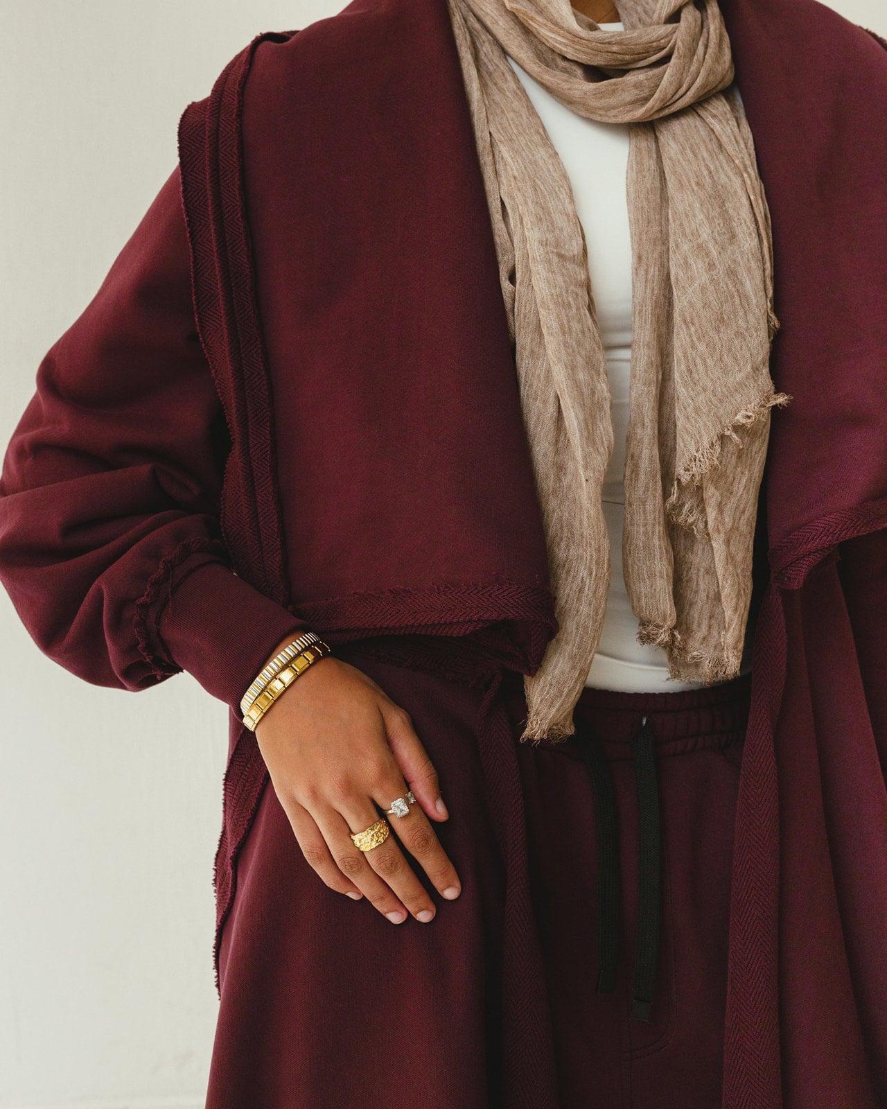 Cozy Flowy Reversible Cardigan Set in Burgundy ( Pre-Order)