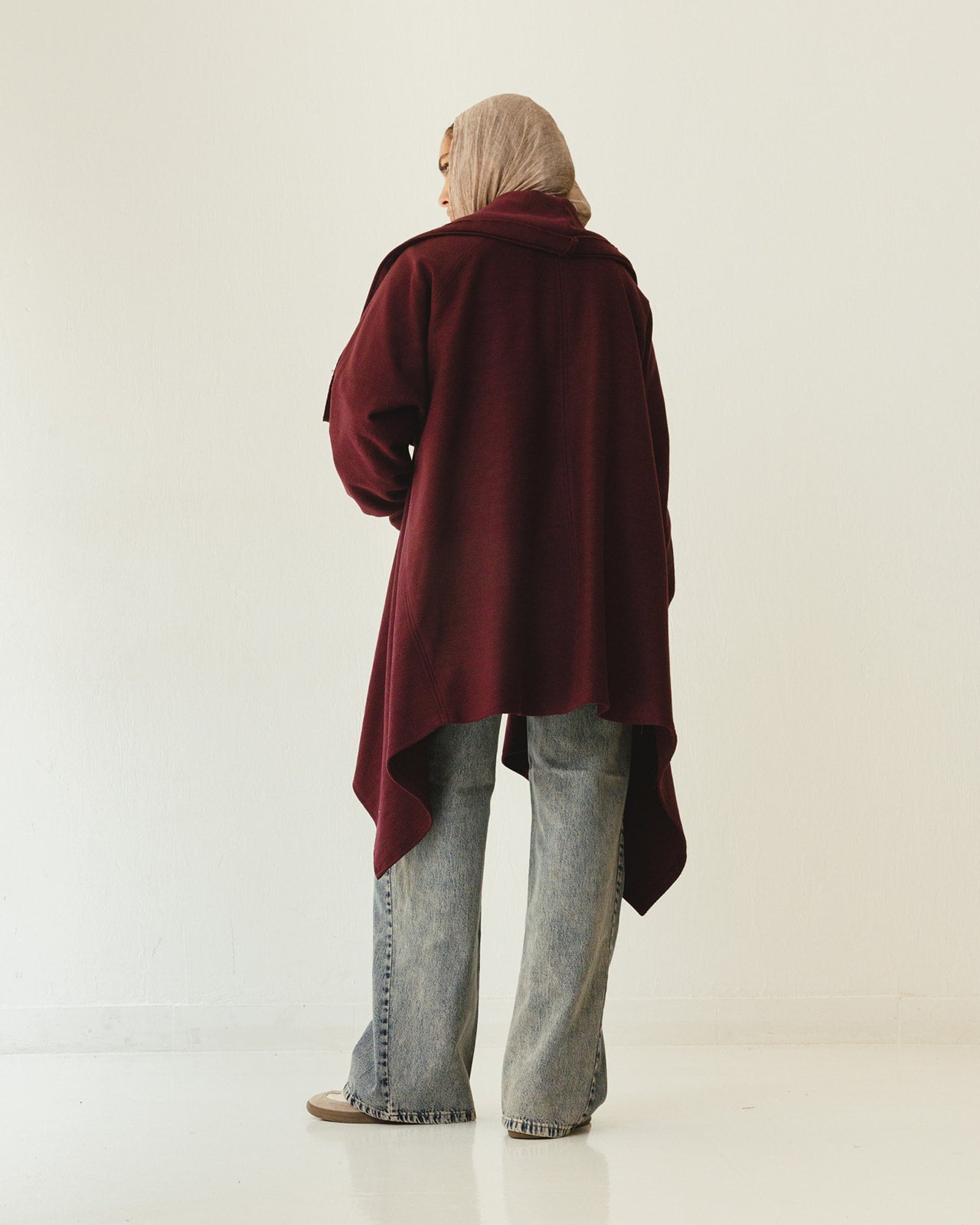 Cozy Flowy Reversible Cardigan in Burgundy