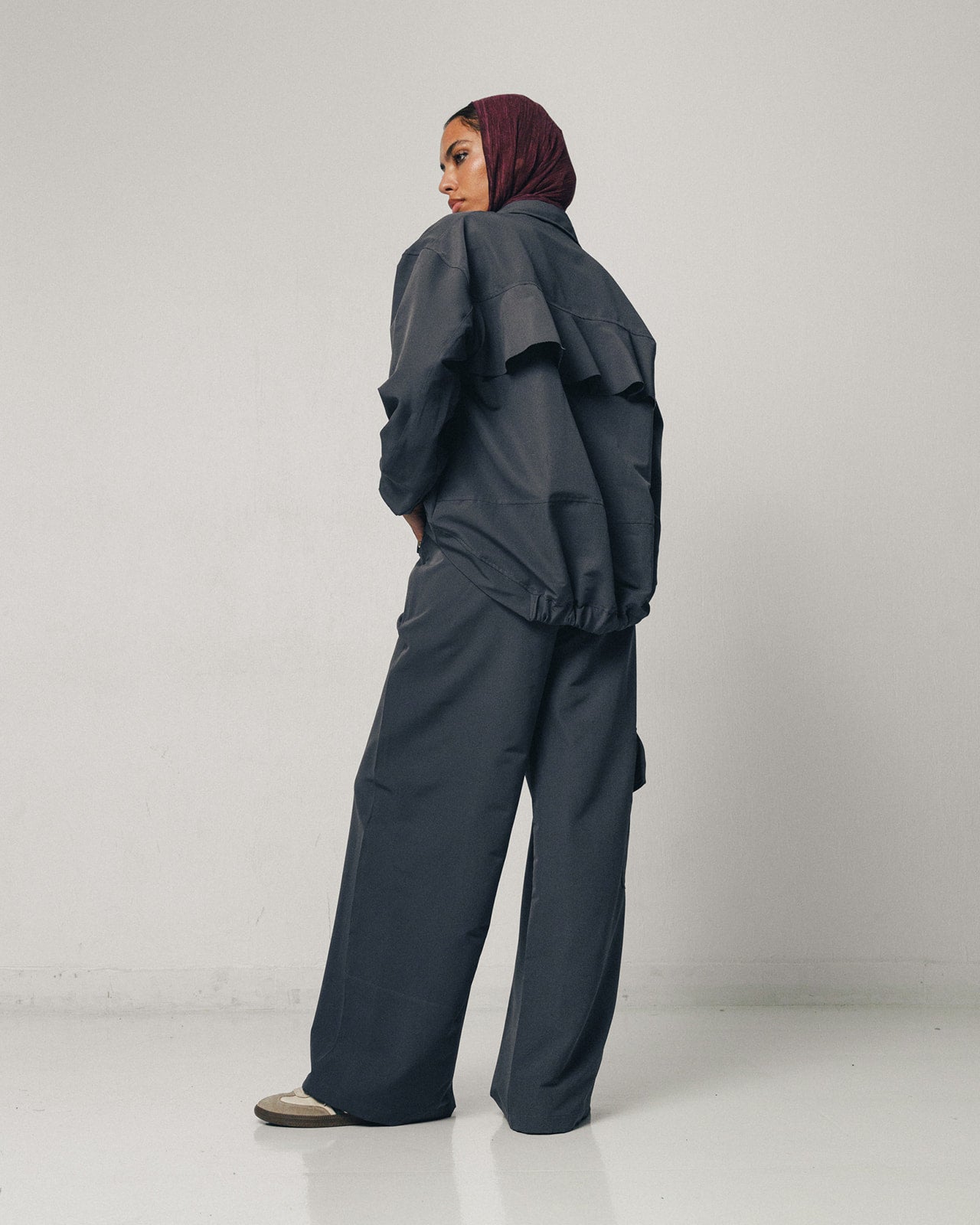 Back Ruffles Sports Set in Grey