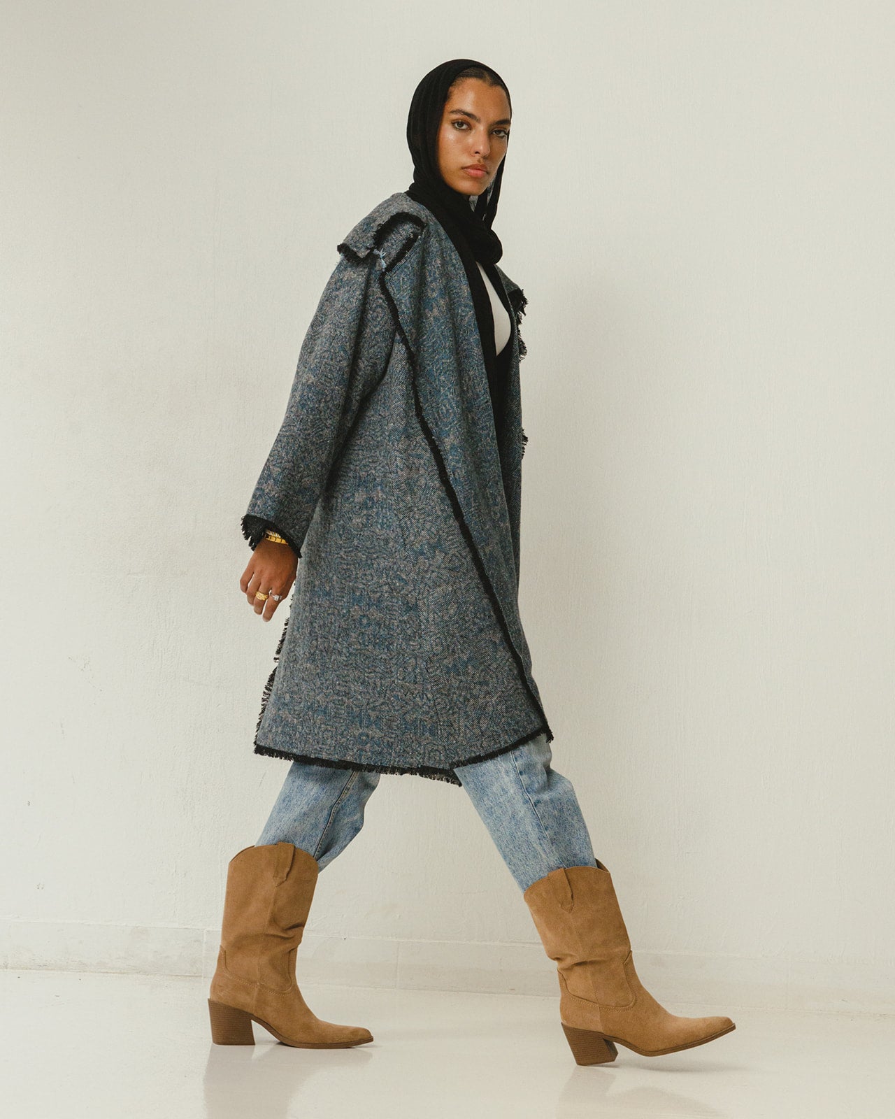 Jacquard wool Stitches Coat
