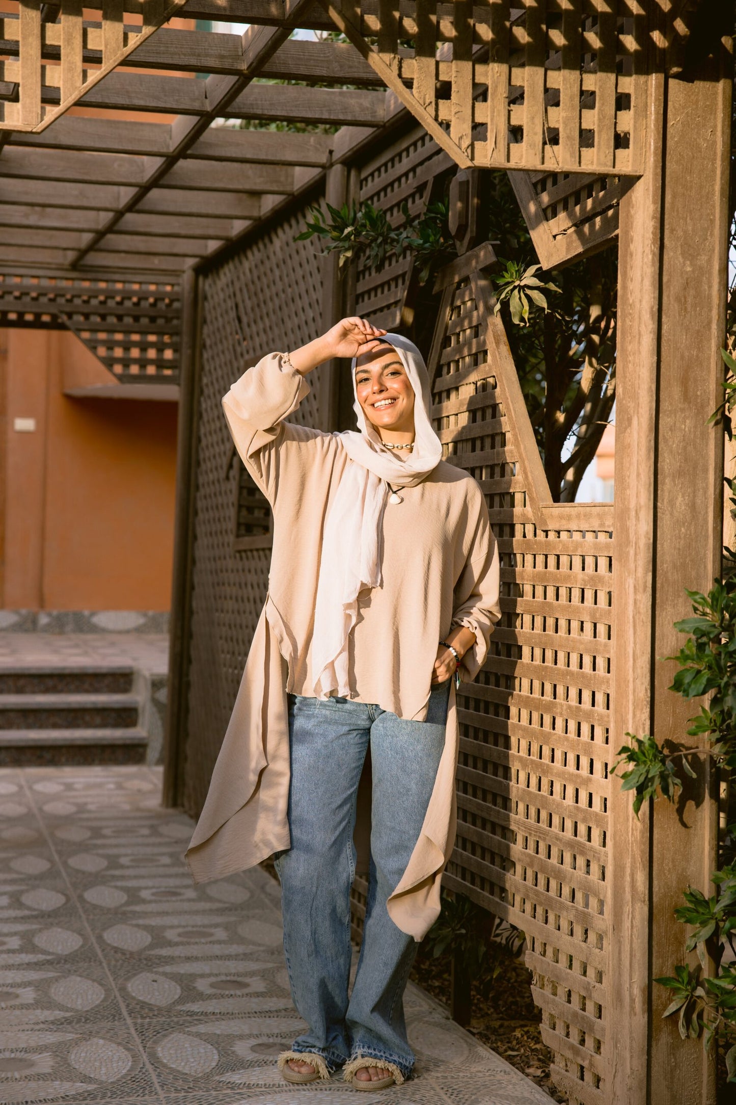 Asymmetrical top in beige