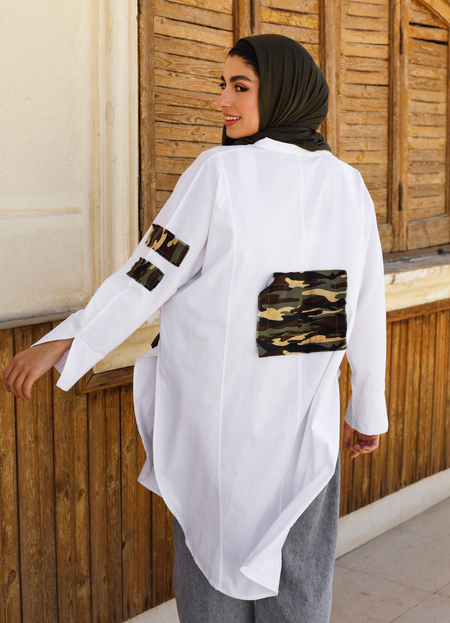 Army Patchwork oversized shirt