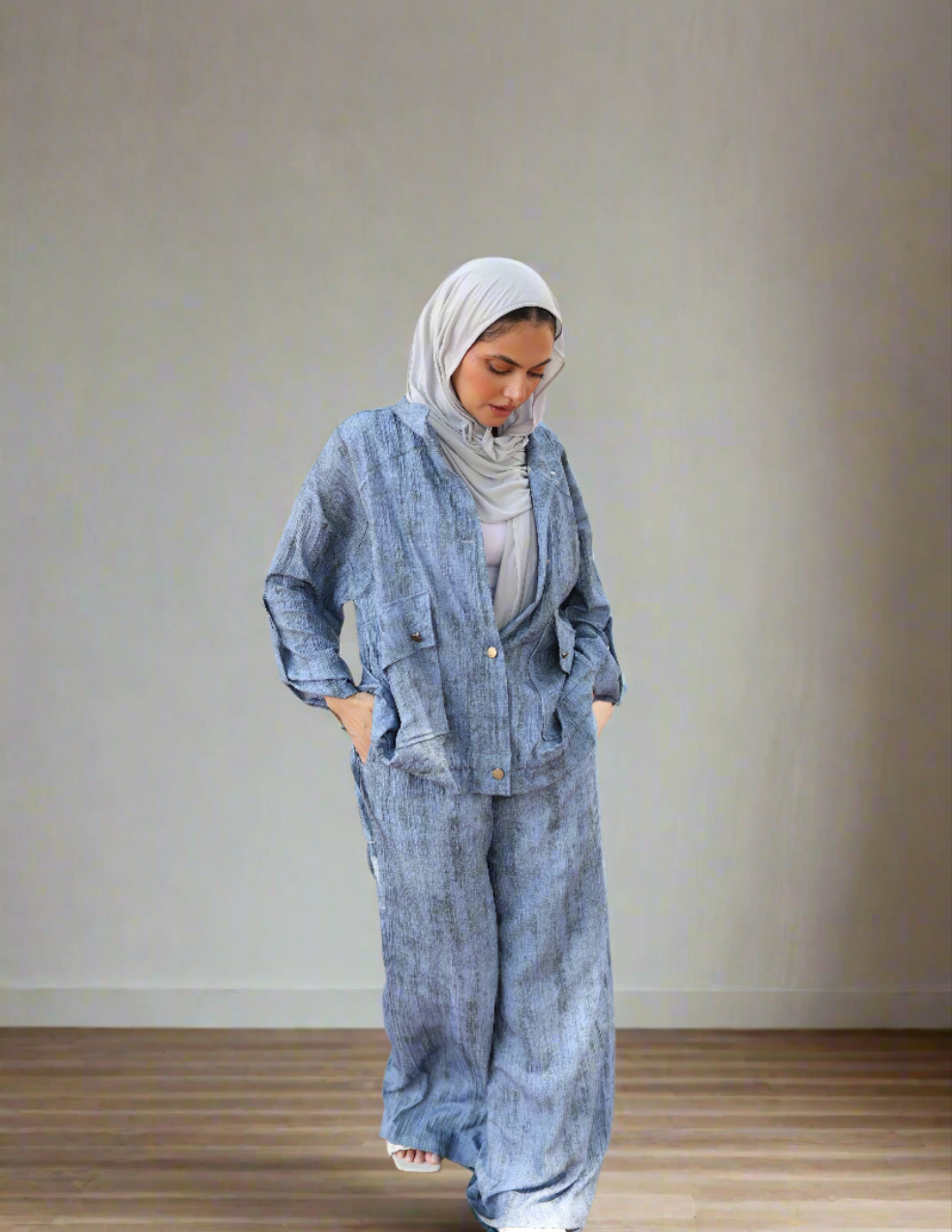 Tie Dye Bomber Jacket Set in Blue