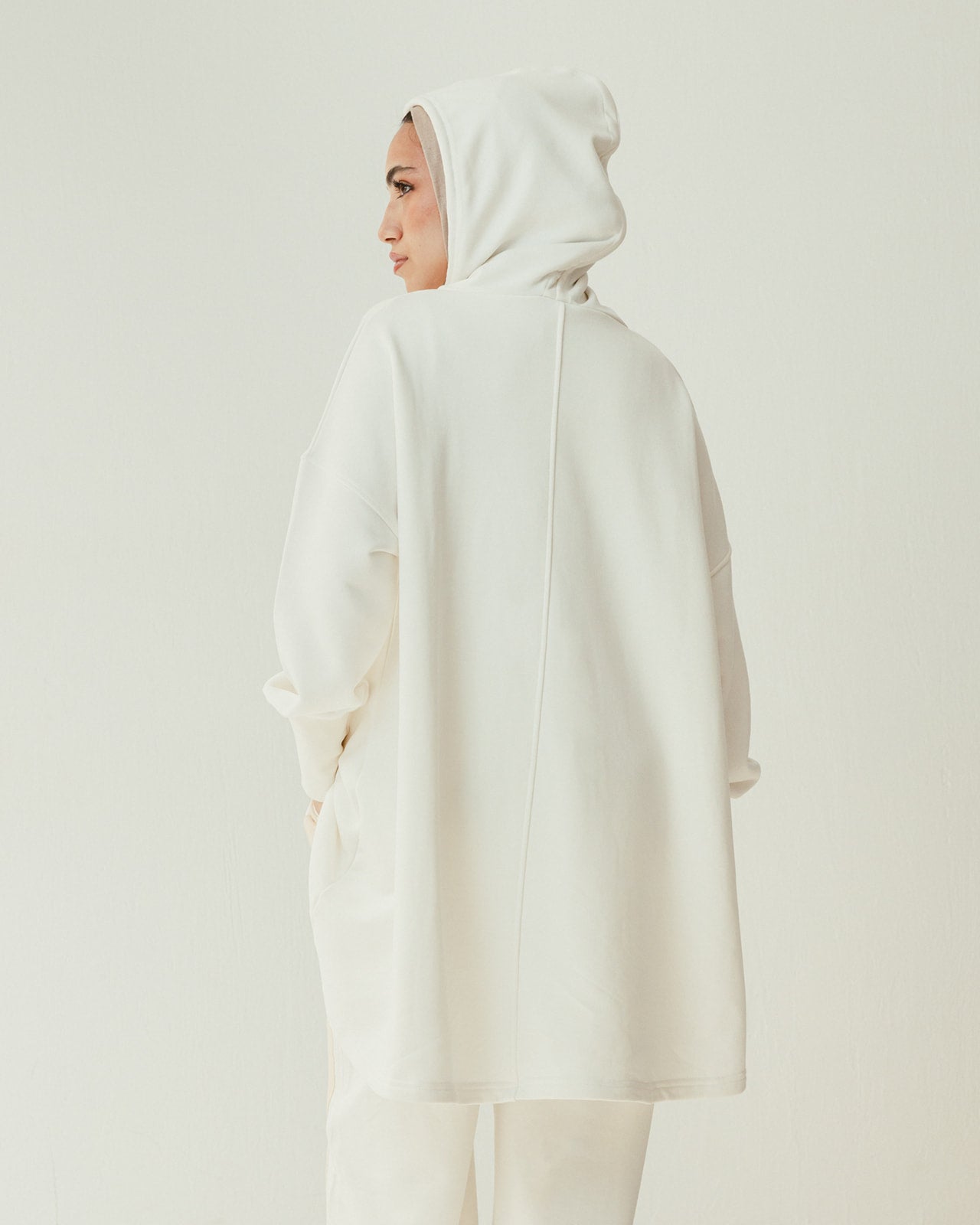 Tracksuit Hoodie Set in Off White