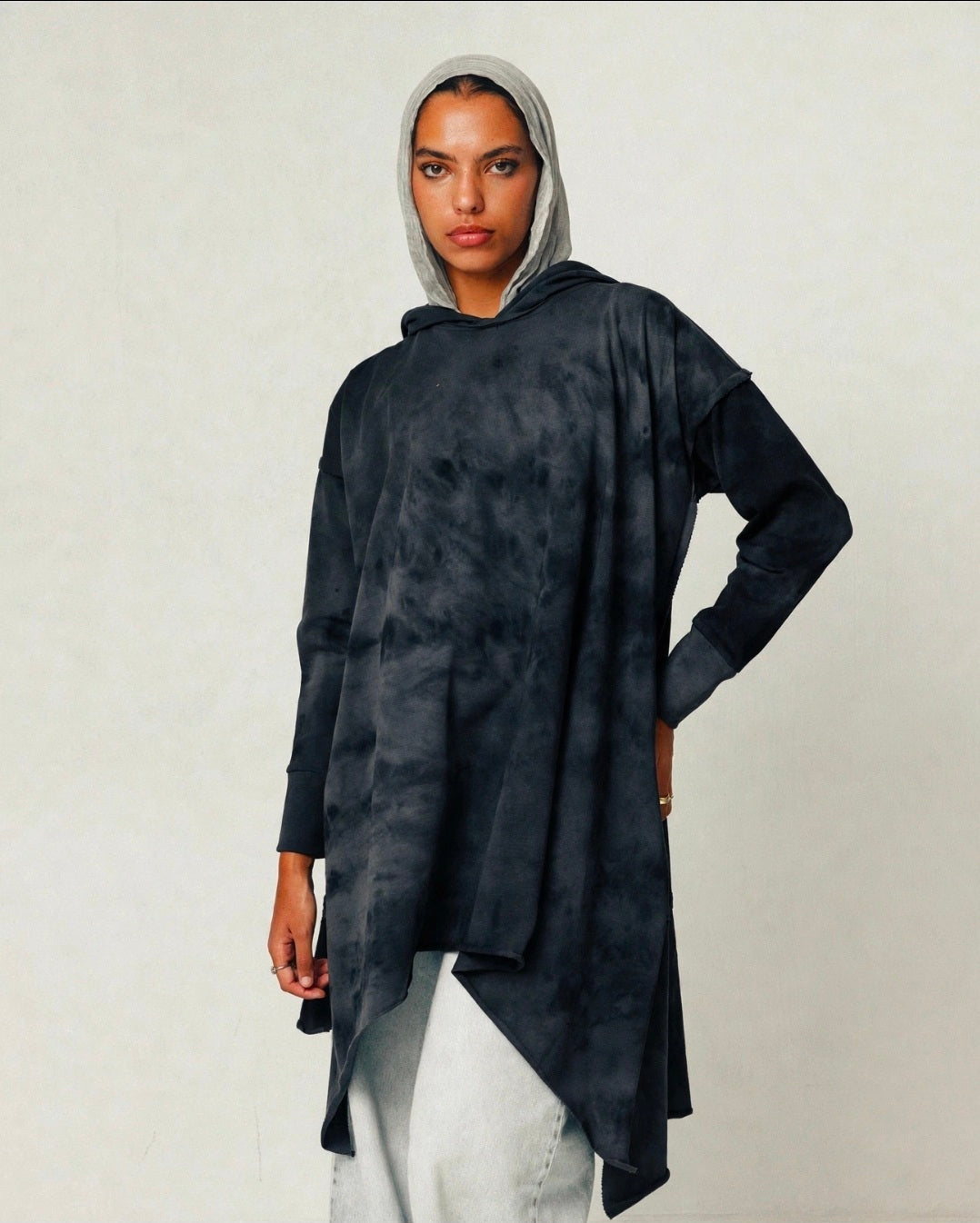 Tie Dye Asymmetrical Hoodie Top