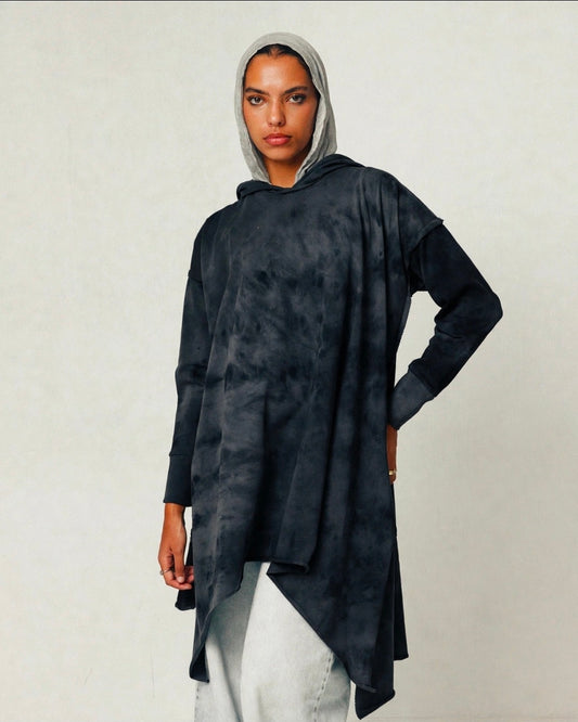 Tie Dye Asymmetrical Hoodie Top