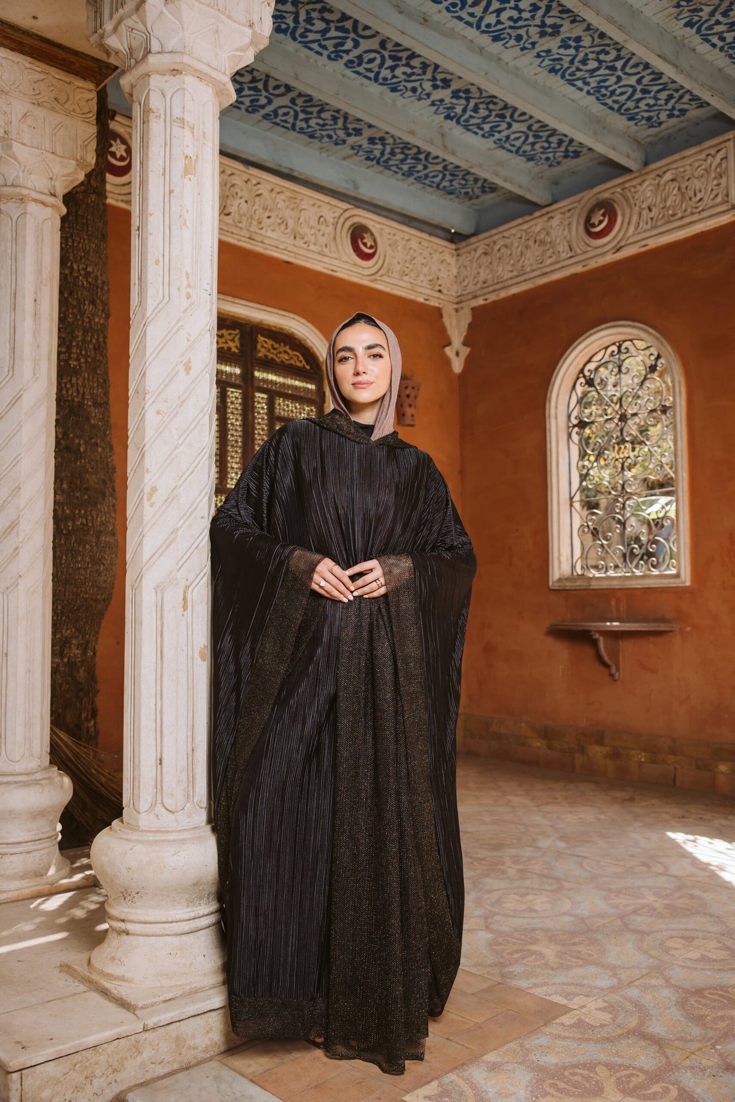 Net Plisse butterfly Abaya