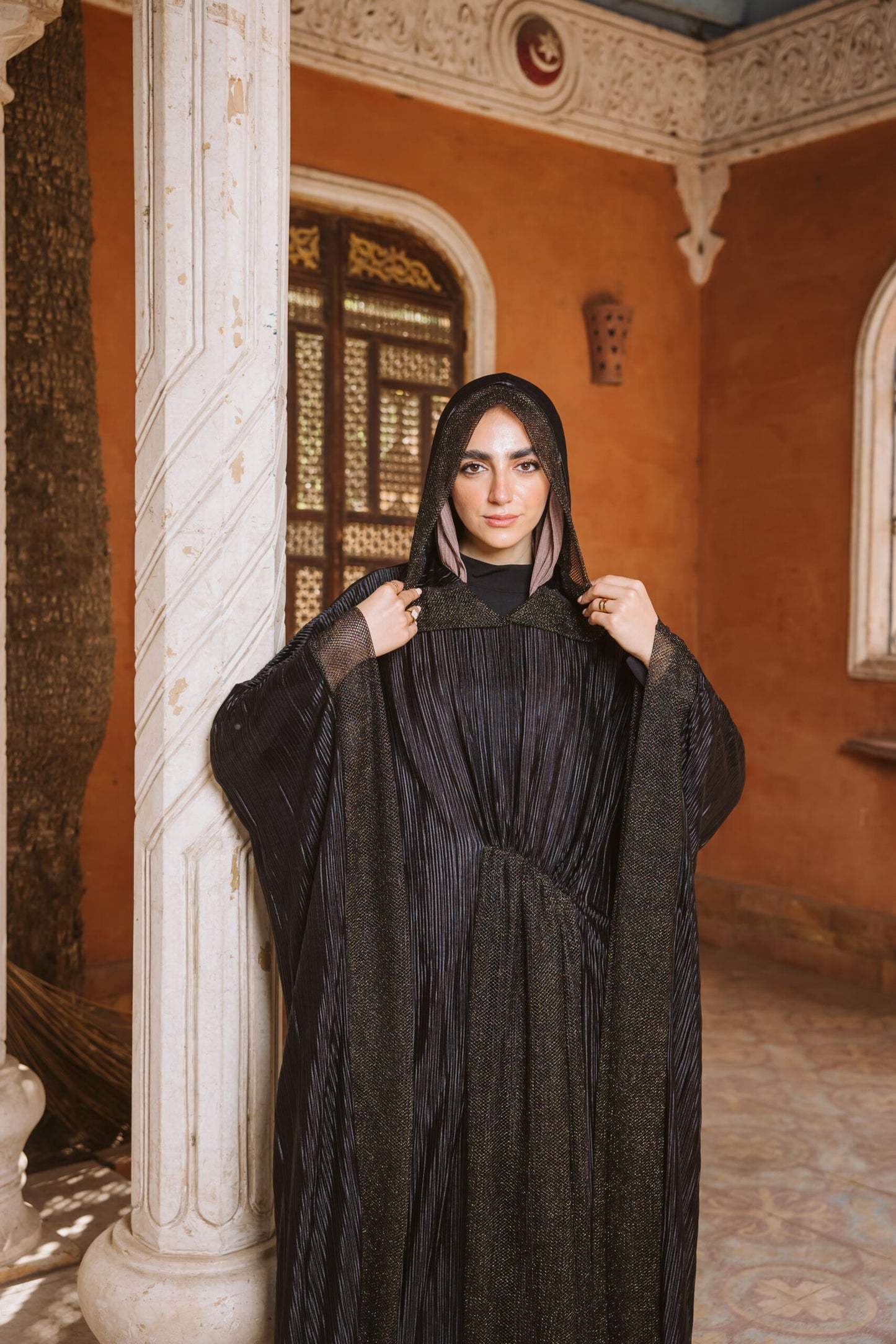 Net Plisse butterfly Abaya