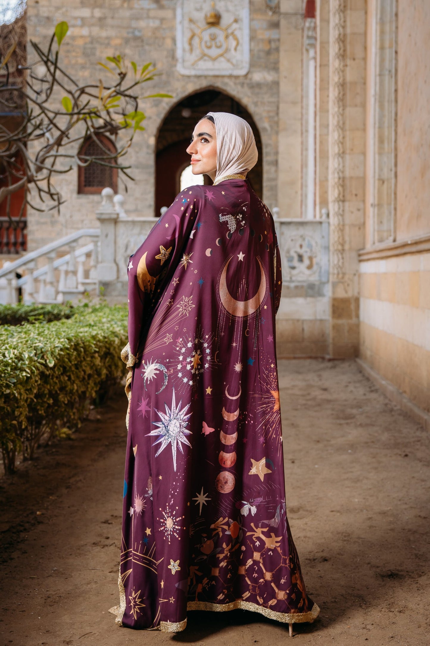 Najoom butterfly kaftan in Maroon